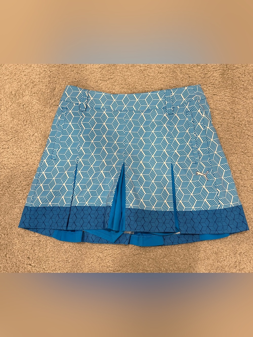 Puma Geometric Blue Pleated Skort size 4